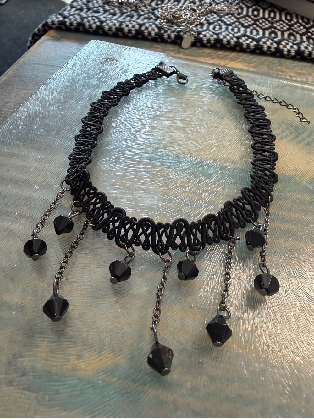 Black Beaded Gothic Choker Necklace